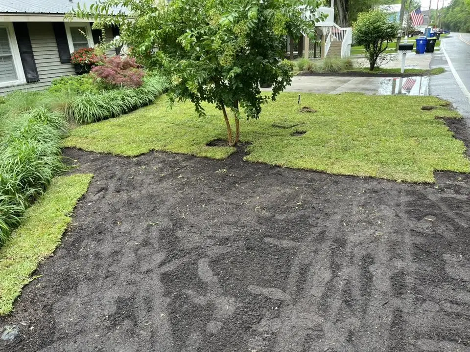 Yard area during sod installation