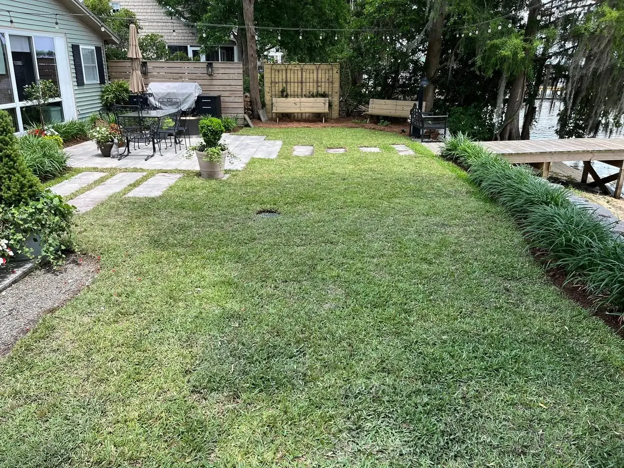 Completed lawn and sod project in Lake Waccamaw, North Carolina