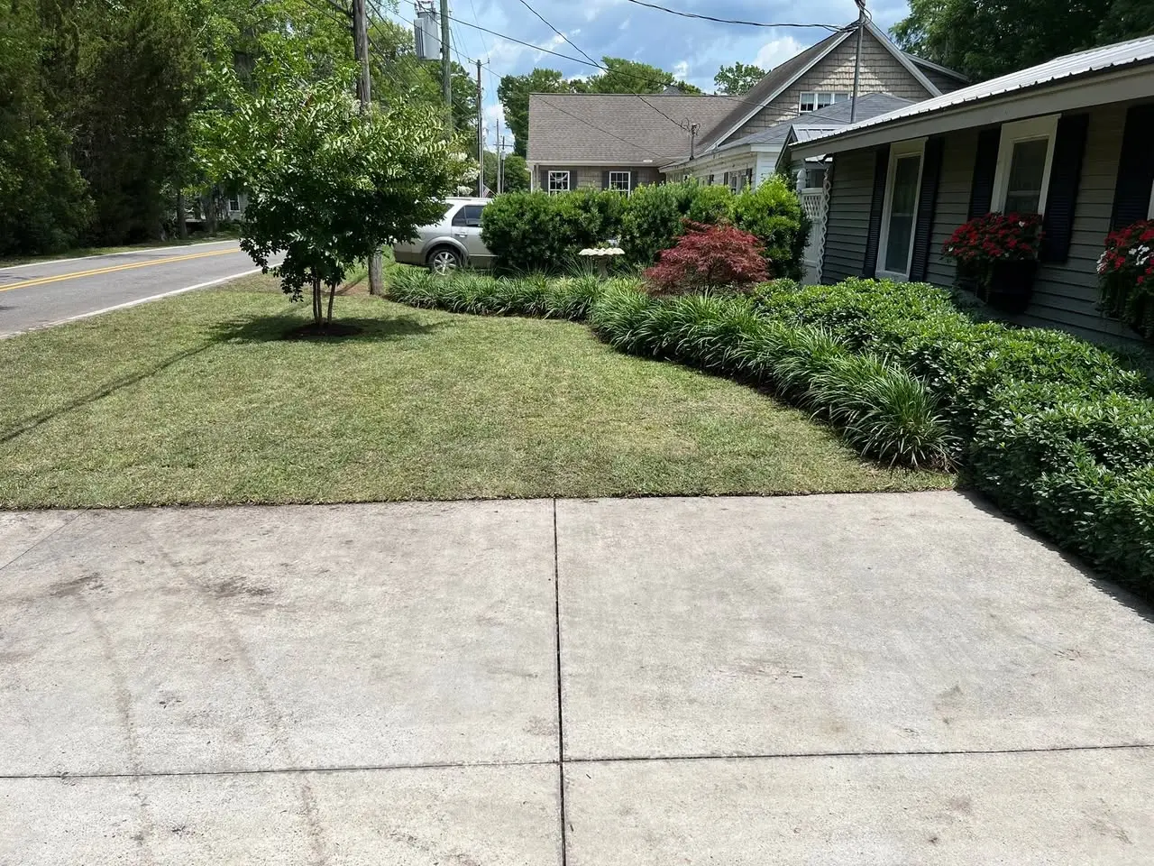 Completed front lawn and landscaping